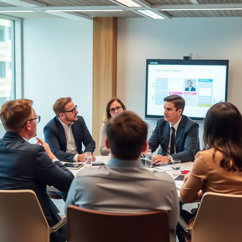 Belgische zakenmensen bespreken strategische mindset ontwikkeling tijdens een workshop