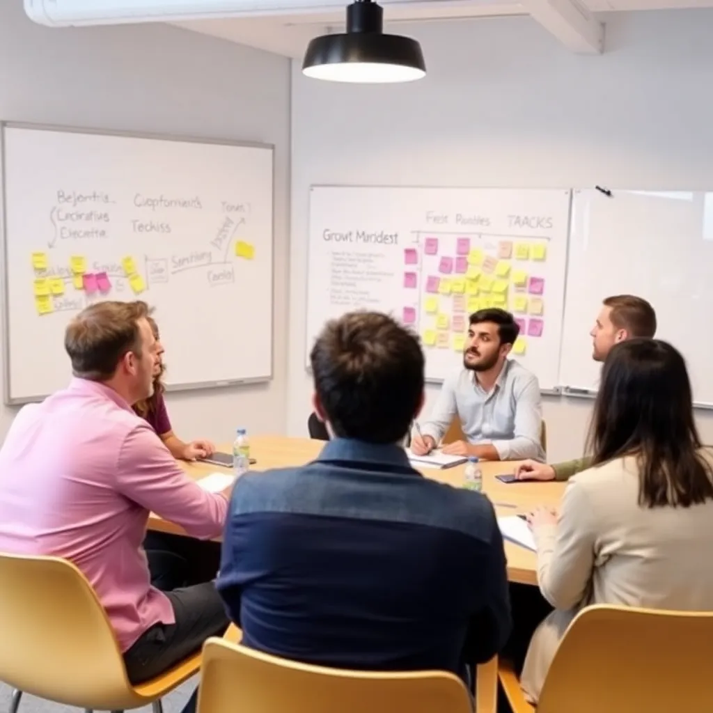 Visualisatie van onze methodologie met de verschillende fasen van business mindset ontwikkeling