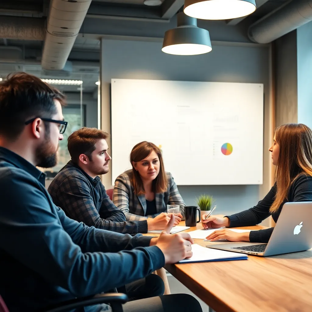 Startup team in Brussel dat samenwerkt aan strategische planning