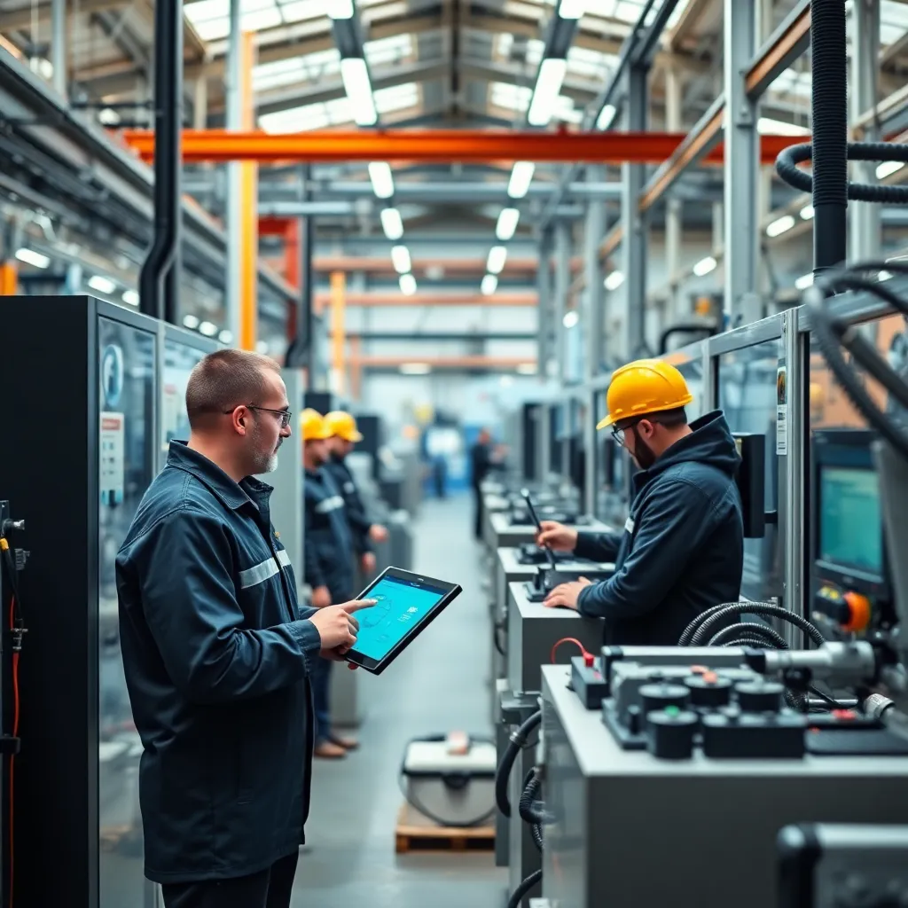 Belgische productiefaciliteit met moderne technologie en werknemers