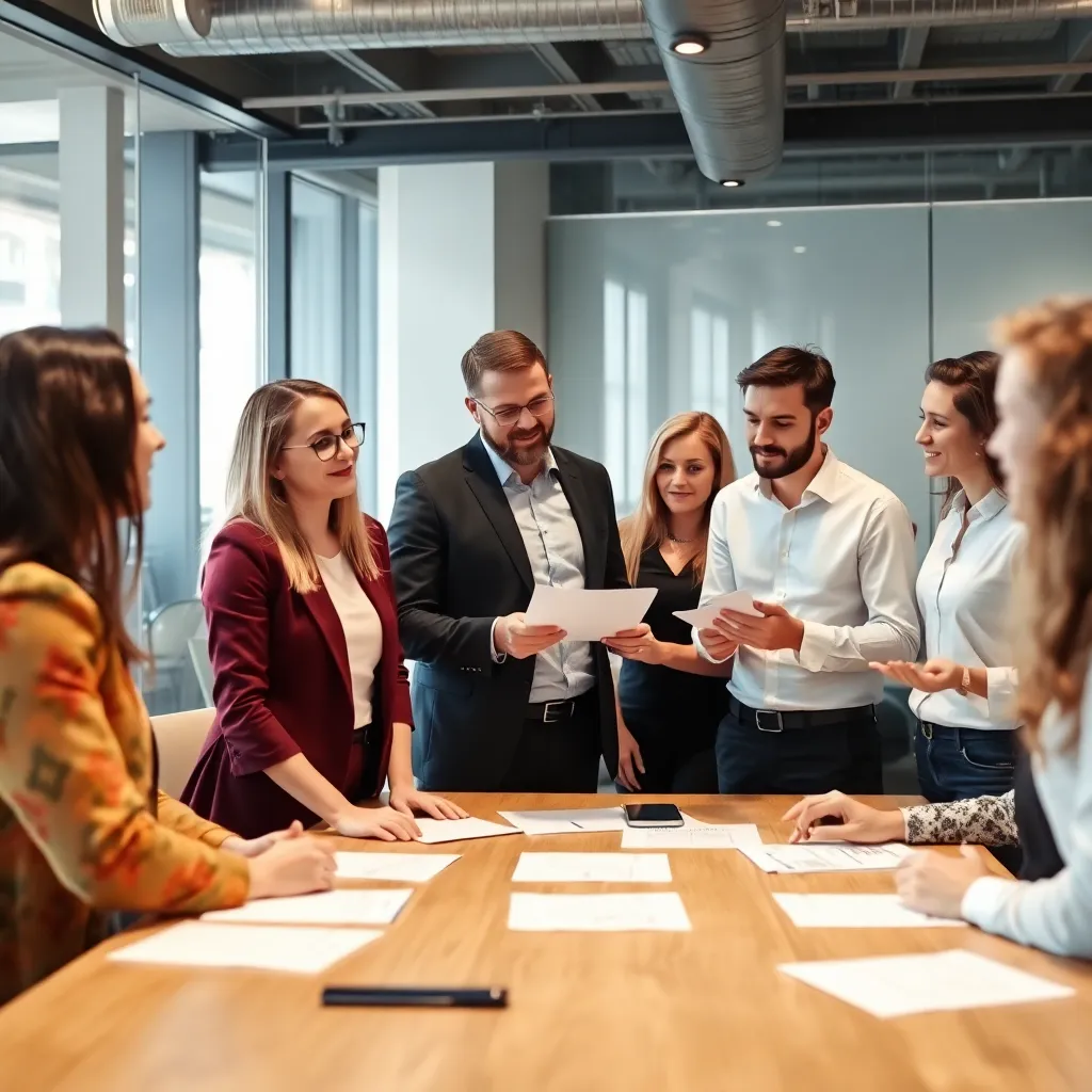 Belgisch business team in overleg over strategische mindset ontwikkeling